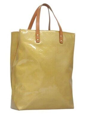 LOUIS VUITTON Monogram Vernis Reade MM Hand Bag Beige M91141 LV Auth ep7589